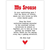 Artery8 Love Poem Gamer Nerd Spouse Romantic Poetry Fun Wall Art Print in White | Size: W12" x H16"