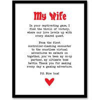 Artery8 Love Poem Gamer Nerd Wife Romantic Poetry Fun Framed Art Print in White | Size: W12" x H16"