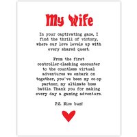 Artery8 Love Poem Gamer Nerd Wife Romantic Poetry Fun Wall Art Print in White | Size: W12" x H16"