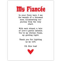 Artery8 Love Poem Ginger Fiancée Romantic Funny Wall Art Print in White | Size: W12" x H16"
