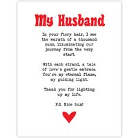 Artery8 Love Poem Ginger Husband Romantic Funny Wall Art Print in White | Size: W18" x H24"