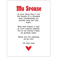 Artery8 Love Poem Ginger Spouse Romantic Funny Wall Art Print in White | Size: W12" x H16"