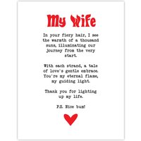 Artery8 Love Poem Ginger Wife Romantic Funny Wall Art Print in White | Size: W18" x H24"