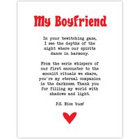 Artery8 Love Poem Goth Boyfriend Romantic Poetry Fun Wall Art Print in White | Size: W12" x H16"
