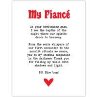 Artery8 Love Poem Goth Fiancé Romantic Poetry Fun Wall Art Print in White | Size: W18" x H24"
