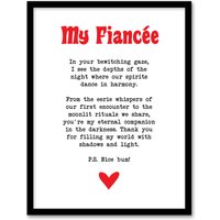 Artery8 Love Poem Goth Fiancée Romantic Poetry Fun Framed Art Print in White | Size: W12" x H16"