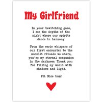 Artery8 Love Poem Goth Girlfriend Romantic Poetry Fun Wall Art Print in White | Size: W12" x H16"