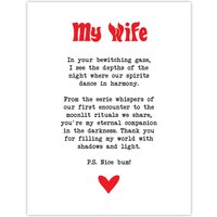 Artery8 Love Poem Goth Wife Romantic Poetry Fun Wall Art Print in White | Size: W12" x H16"