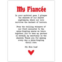 Artery8 Love Poem Horror Fan Fiancée Romantic Poetry Fun Wall Art Print in White | Size: W24" x H32"