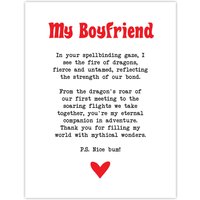 Artery8 Love Poem Role Play Game Nerd Boyfriend Romantic Wall Art Print in White | Size: W18" x H24"