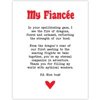 Artery8 Love Poem Role Play Game Nerd Fiancée Romantic Wall Art Print in White | Size: W18" x H24"