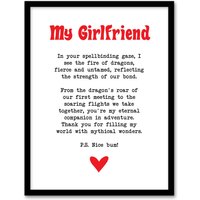 Artery8 Love Poem Role Play Game Nerd Girlfriend Romantic Framed Art Print in White | Size: A4