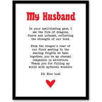 Artery8 Love Poem Role Play Game Nerd Husband Romantic Framed Art Print in White | Size: W12" x H16"