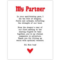 Artery8 Love Poem Role Play Game Nerd Partner Romantic Wall Art Print in White | Size: W24" x H32"