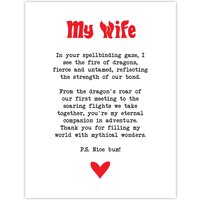 Artery8 Love Poem Role Play Game Nerd Wife Romantic Wall Art Print in White | Size: W12" x H16"