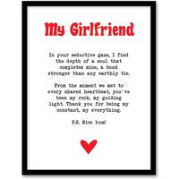 Artery8 Love Poem My Everything Girlfriend Romantic Sweet Framed Art Print in White | Size: W12" x H16"
