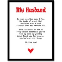 Artery8 Love Poem My Everything Husband Romantic Poetry Framed Art Print in White | Size: A4