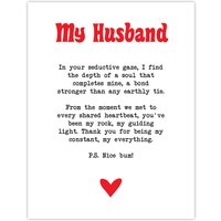 Artery8 Love Poem My Everything Husband Romantic Poetry Wall Art Print in White | Size: W12" x H16"