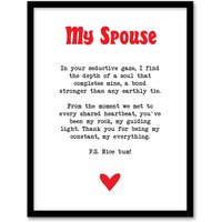 Artery8 Love Poem My Everything Spouse Romantic Poetry Framed Art Print in White | Size: W12" x H16"