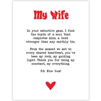 Artery8 Love Poem My Everything Wife Romantic Poetry Fun Wall Art Print in White | Size: W12" x H16"