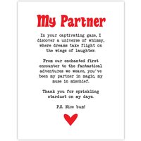 Artery8 Love Poem Whimsy Magic Partner Romantic Poetry Wall Art Print in White | Size: W12" x H16"