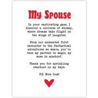 Artery8 Love Poem Whimsy Magic Spouse Romantic Poetry Fun Wall Art Print in White | Size: W18" x H24"
