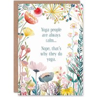 Artery8 Greeting Card Happy Flowers Yoga People Calm Funny Cheeky Birthday