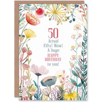 Artery8 Greeting Card 50 Year Old Wow Milestone Floral Flowers 50th Birthday