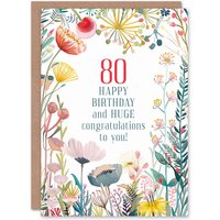 Artery8 Greeting Card 80 Year Old Congratulations Milestone Floral 80th