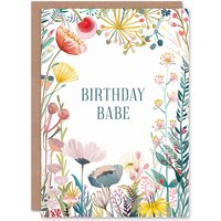 Artery8 Greeting Card Birthday Babe Fun Sweet Floral Flowers Birthday