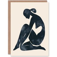 Artery8 Greeting Card Woman Abstract Minimalism Figure Female Painting in Black