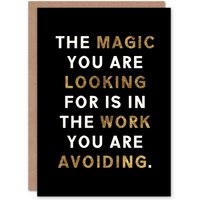 Artery8 Greeting Card Dipen Parmar Magic Black Gold Motivational Quote