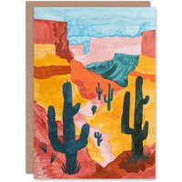 Artery8 Greeting Card Grand Canyon Saguaro Cactus Arizona Landscape Birthday