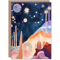 Artery8 Greeting Card Mid Century Modern Abstract Boho Space Landscape