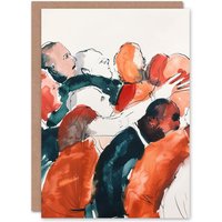 Artery8 Greeting Card Sport Rugby Football Scrum Close Up Watercolour Birthday in Red