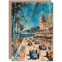 Artery8 Greeting Card Monaco 1973 Vintage Watercolour Motor Racing Birthday
