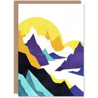 Artery8 Greeting Card Alps Mountain Range Vibrant Abstract Geometric Birthday