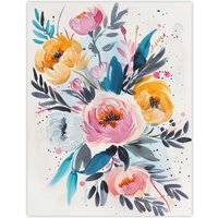 Artery8 Elegant Peony Flower Bouquet Floral Watercolour Wall Art Print | Size: W12" x H16"