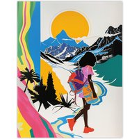 Artery8 Hiking Outdoor Adventure Graphic Conceptual Art Wall Art Print | Size: W18" x H24"