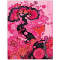 Artery8 Gaia Hot Pink Conceptual Folk Floral Painting Wall Art Print | Size: W18" x H24"