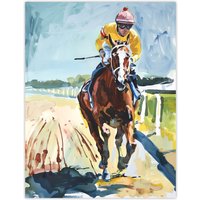 Artery8 Horse Racing Jockey Artistic Painting Wall Art Print | Size: W24" x H32"