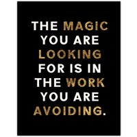 Artery8 Dipen Parmar Magic Black Gold Motivational Quote Wall Art Print | Size: W12" x H16"