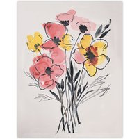 Artery8 Abstract Flower Bouquet Pastel Yellow Pink Floral Wall Art Print | Size: W24" x H32"