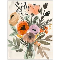 Artery8 Flower Bouquet Vase Abstract Floral Watercolour Wall Art Print | Size: W18" x H24"