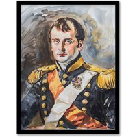 Artery8 Napoleon Bonaparte France Emperor Portrait Framed Wall Art in Grey | Size: A4