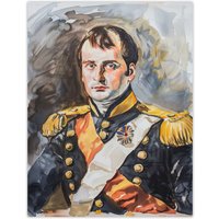 Artery8 Napoleon Bonaparte France Emperor Portrait Wall Art Print in Grey | Size: W24" x H32"