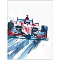 Artery8 Sport Red Race Car Motorsport Racing Wall Art Print | Size: W24" x H32"