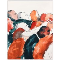 Artery8 Sport Rugby Football Scrum Close Up Watercolour Wall Art Print in Red | Size: W24" x H32"