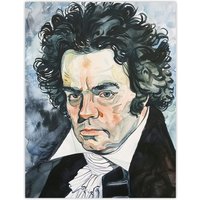 Artery8 Beethoven Classical Music Composer Portrait Wall Art Print in Black | Size: W18" x H24"