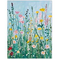 Artery8 Summer Wild Flower Blossom Meadow Painting Wall Art Print | Size: W18" x H24"